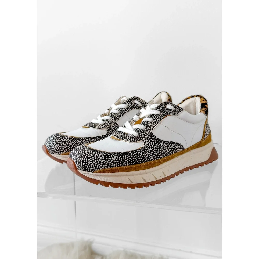 NEW Madewell Kickoff Trainer Sneakers in Spotted Calf Olive Grrove Multi 7.5 - Picture 3 of 11